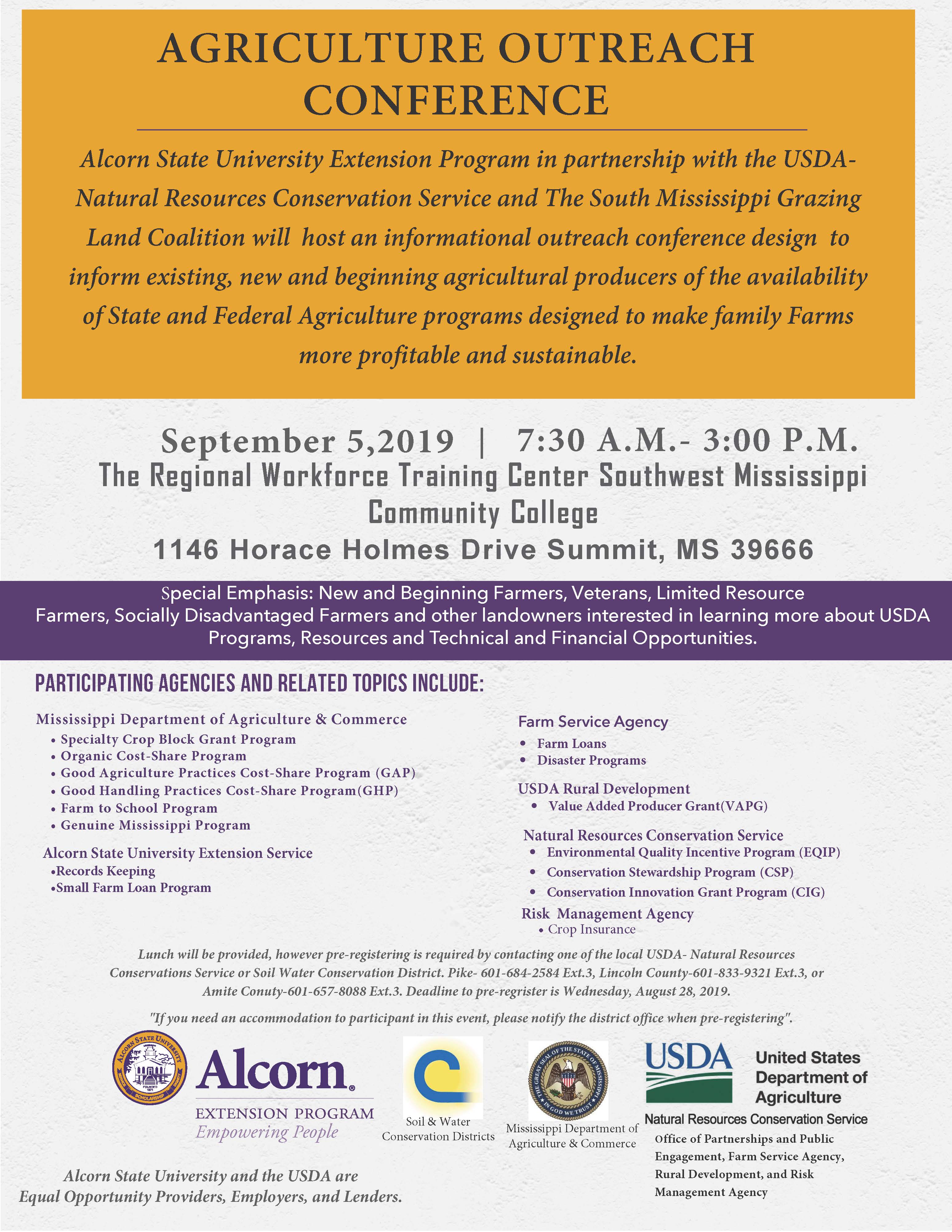Agriculture Outreach Conference Flyer